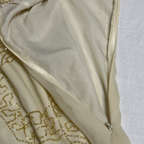 Frock and Frill Beaded Flapper Dress 20s Style Nude Golg Size 4 US Gatsby Art - Picture 4 of 13